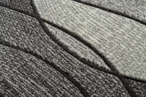 Dywany Lusczow Kusový koberec FEEL Waves sivý, veľkosť 280x370