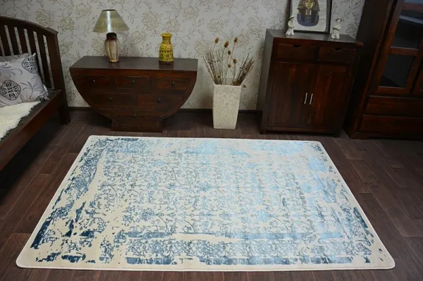 Dywany Lusczow Kusový koberec MANYAS Vadia krémovo-modrý, veľkosť 80x150