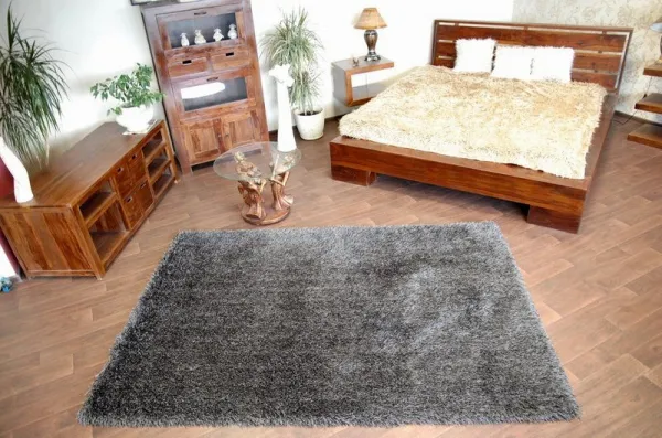 Dywany Lusczow Kusový koberec LOVE SHAGGY čierny, veľkosť 60x110