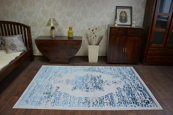 Dywany Lusczow Kusový koberec MANYAS Mariet sivo-modrý, veľkosť 80x150