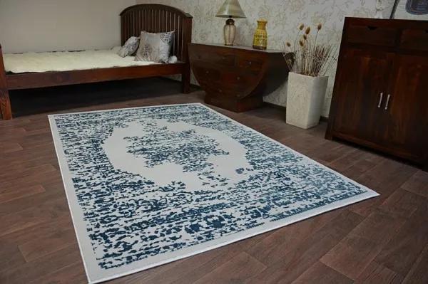 Dywany Lusczow Kusový koberec MANYAS Mariet sivo-modrý, veľkosť 80x150