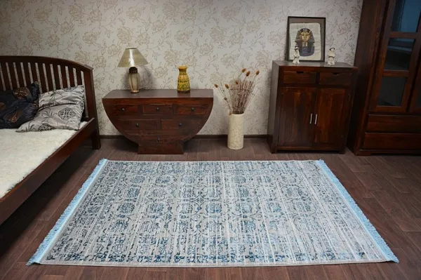 Dywany Lusczow Kusový koberec MANYAS Zhera sivomodrý, veľkosť 80x150