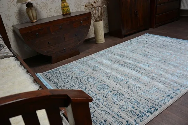 Dywany Lusczow Kusový koberec MANYAS Zhera sivomodrý, veľkosť 80x150