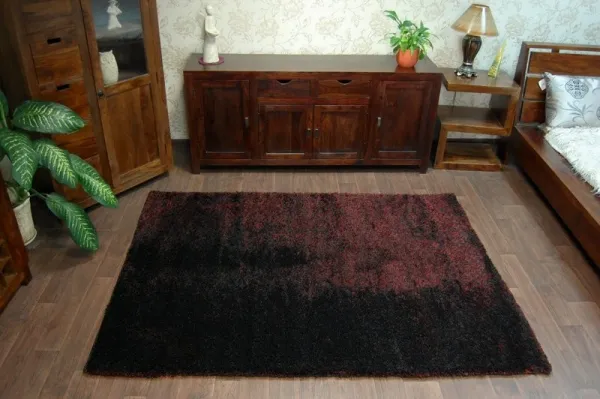 Dywany Lusczow Kusový koberec SHAGGY NARIN čierno-červený, veľkosť 180x270