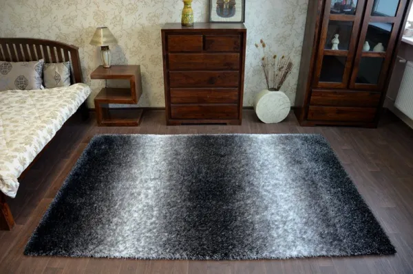 Dywany Lusczow Kusový koberec Shaggy SPACE 3D WILL čierny / sivý, veľkosť 80x150