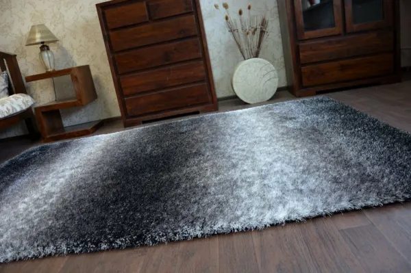 Dywany Lusczow Kusový koberec Shaggy SPACE 3D WILL čierny / sivý, veľkosť 80x150