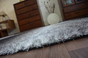 Dywany Lusczow Kusový koberec Shaggy SPACE 3D WILL čierny / sivý, veľkosť 80x150
