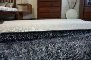 Dywany Lusczow Kusový koberec Shaggy SPACE 3D WILL čierny / sivý, veľkosť 80x150