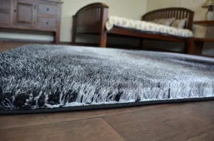 Dywany Lusczow Kusový koberec Shaggy SPACE 3D WILL čierny / sivý, veľkosť 80x150