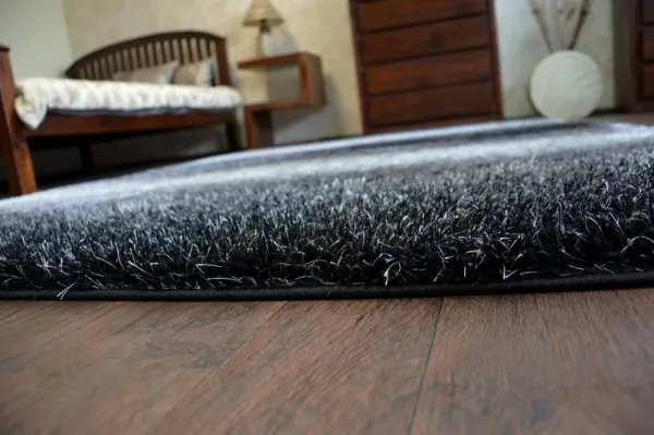 Dywany Lusczow Kusový koberec Shaggy SPACE 3D WILL čierny / sivý, veľkosť 80x150