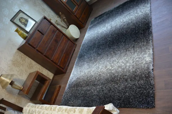 Dywany Lusczow Kusový koberec Shaggy SPACE 3D WILL čierny / sivý, veľkosť 80x150