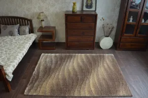 Dywany Lusczow Kusový koberec Shaggy SPACE 3D JASON svetlohnedý, veľkosť 80x150