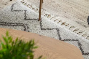 Dywany Lusczow Kusový shaggy koberec BERBER ASILA krémový, veľkosť 200x290