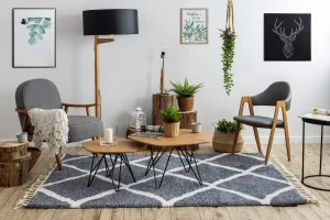 Dywany Lusczow Kusový shaggy koberec BERBER CROSS sivý, veľkosť 80x200