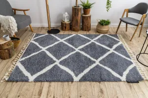 Dywany Lusczow Kusový shaggy koberec BERBER CROSS sivý, veľkosť 80x200