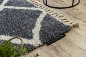Dywany Lusczow Kusový shaggy koberec BERBER CROSS sivý, veľkosť 80x200