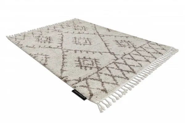 Dywany Lusczow Kusový shaggy koberec BERBER FEZ krémový, veľkosť 60x250