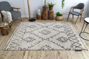Dywany Lusczow Kusový shaggy koberec BERBER FEZ krémový, veľkosť 60x250