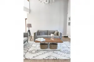 Dywany Lusczow Kusový shaggy koberec BERBER FEZ krémový, veľkosť 60x250