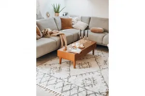 Dywany Lusczow Kusový shaggy koberec BERBER FEZ krémový, veľkosť 60x250