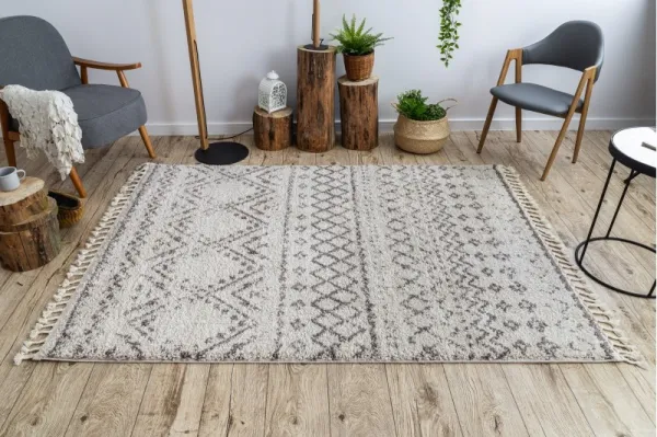 Dywany Lusczow Kusový shaggy koberec BERBER RABAT krémový, veľkosť 80x200