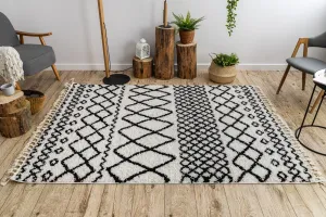 Dywany Lusczow Kusový shaggy koberec BERBER SAFI biely, veľkosť 60x200