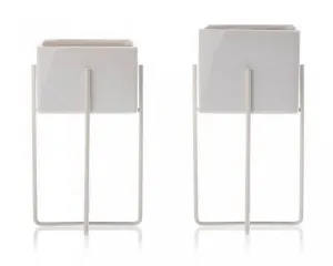 HowHomely Kvetináč na stojane Mizu I 23 cm biely