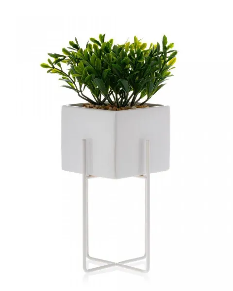 HowHomely Kvetináč na stojane Mizu I 23 cm biely