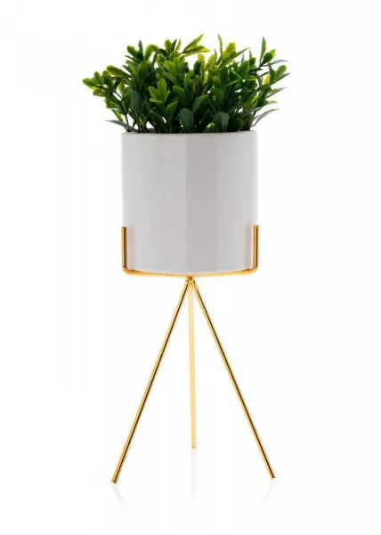 HowHomely Kvetináč na stojane Emma 28 cm biely