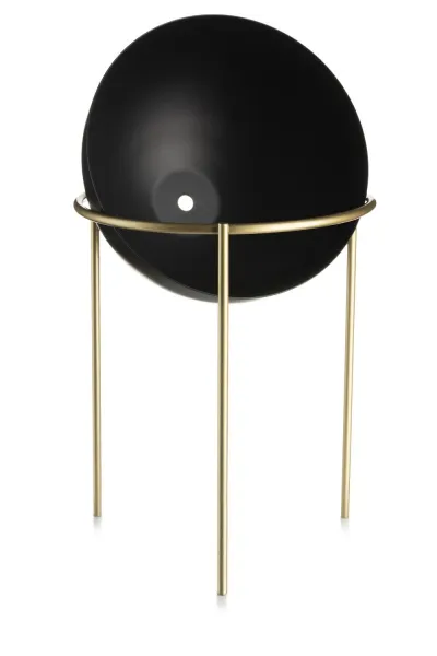 HowHomely Kvetináč na stojane LOFT II 25 cm čierna/zlatá