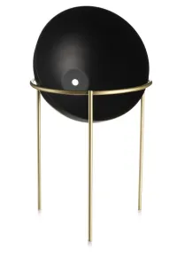 HowHomely Kvetináč na stojane LOFT II 25 cm čierna/zlatá