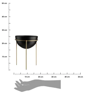 HowHomely Kvetináč na stojane LOFT II 25 cm čierna/zlatá