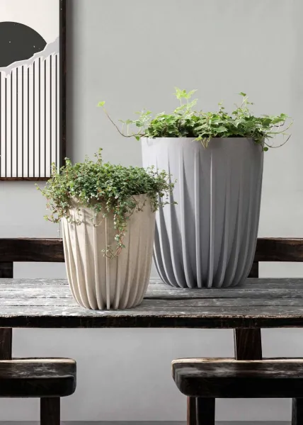 HowHomely Kvetináč STRIPPED ECO I 39 cm biely