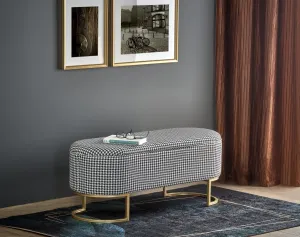 HALMAR Lavice s úložným prostorem HARMONY 105 cm bílo-černá