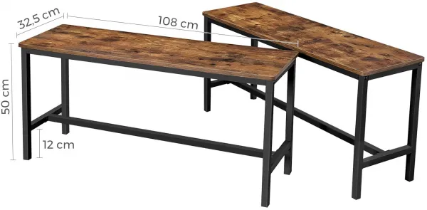VASAGLE Lavica set 2 ks industriálny 108 x 50 x 32 cm