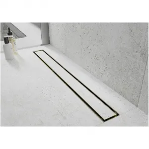 Lineárny odtokový žľab 110 cm MEXEN FLAT 2v1 zlatý