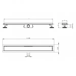 Lineárny odtokový žľab 150 cm MEXEN FLAT 2v1 čierny