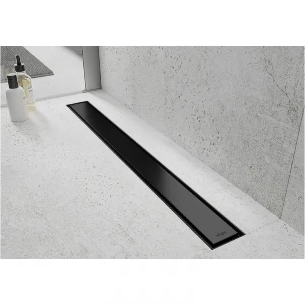 Lineárny odtokový žľab 150 cm MEXEN FLAT 2v1 čierny