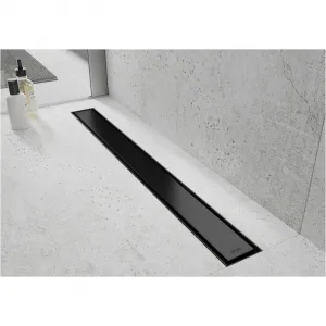 Lineárny odtokový žľab 150 cm MEXEN FLAT 2v1 čierny
