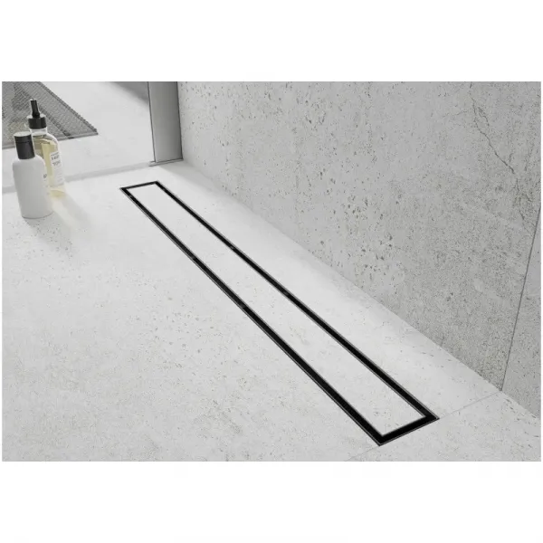 Lineárny odtokový žľab 150 cm MEXEN FLAT 2v1 čierny