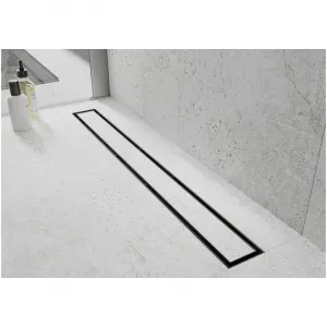 Lineárny odtokový žľab 150 cm MEXEN FLAT 2v1 čierny