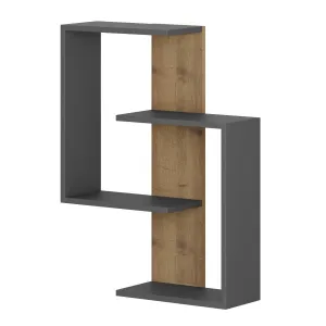 Kalune Design Moderná nástenná polička Asir dub wotan/šedá