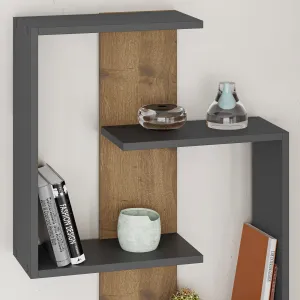 Kalune Design Moderná nástenná polička Asir dub wotan/šedá
