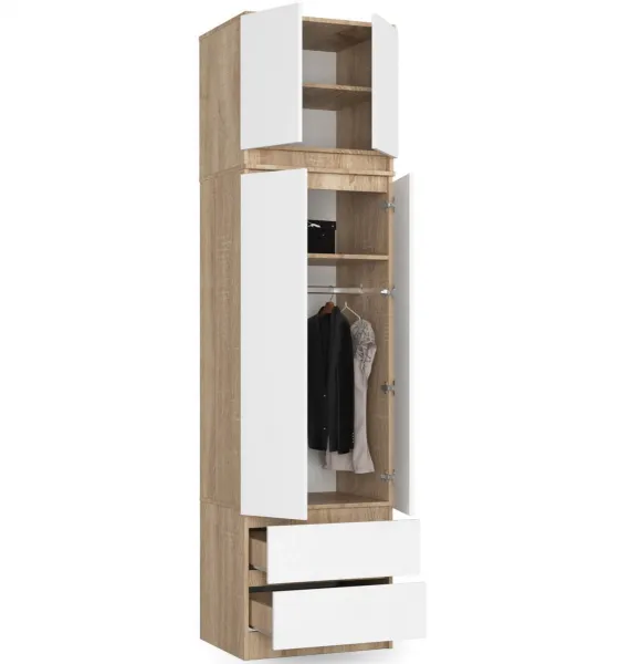 Ak furniture Nadstavec na skriňu Star 60 cm biely/dub sonoma mat