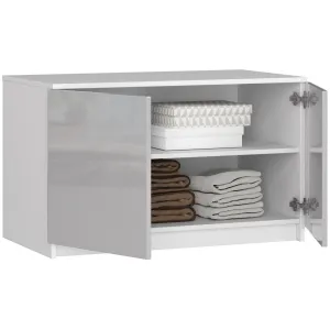 Ak furniture Nástavec na skriňu Star 90 cm biely/strieborný lesk