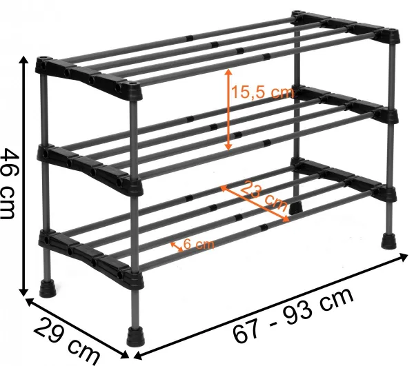 Nastaviteľný stojan na topánky Arisa 3 úrovne