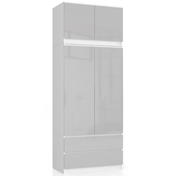Ak furniture Nástavec na skriňu Star 90 cm biely/strieborný lesk