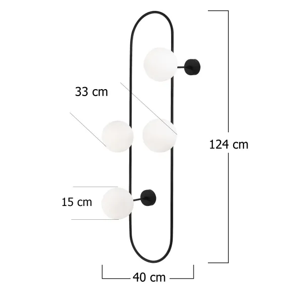 Opviq Nástenná lampa Abakus čierna