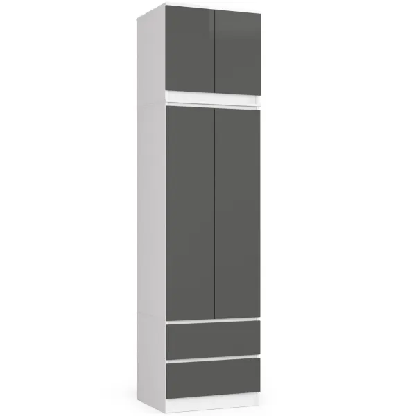 Ak furniture Nadstavec na skriňu Star 60 cm biely matný/grafit