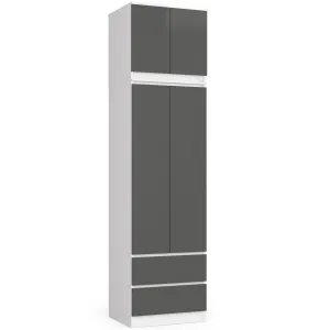 Ak furniture Nadstavec na skriňu Star 60 cm biely matný/grafit